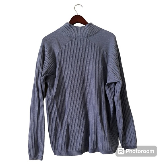 Mens Tommy Bahama Sweater 1/2 Zip Size L Cotton Blue Long Sleeve - Picture 2 of 4